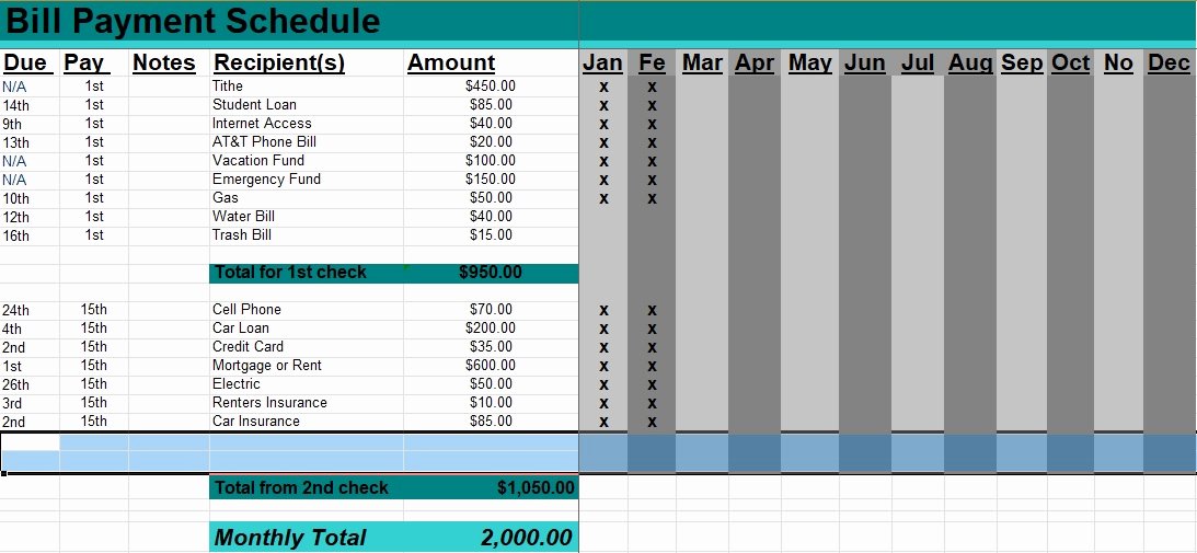Bill Payment Calendar Template Luxury 5 Bill Payment Schedule Template Pdf &amp; Word Excel Tmp