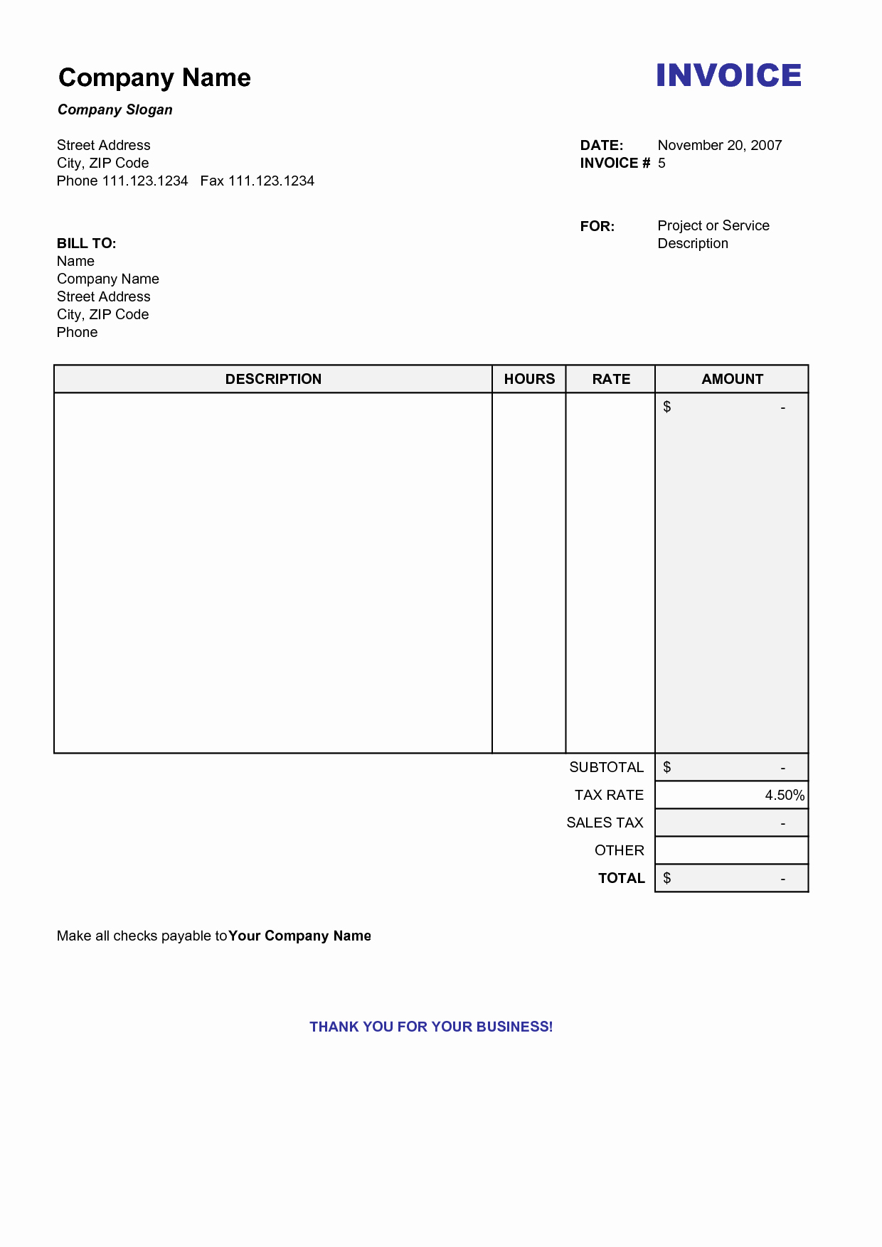 Billing Invoice Template Word Best Of Blank Billing Invoice