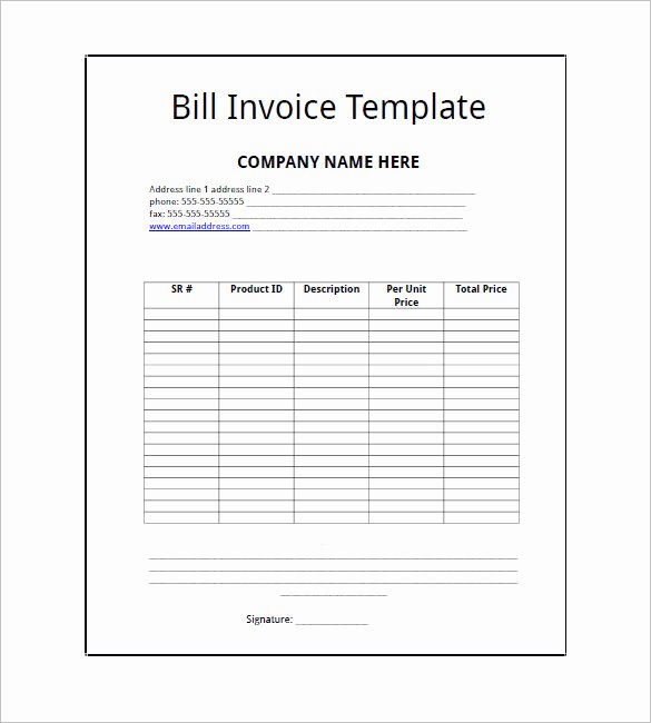 Billing Invoice Template Word Luxury Billing Invoice Template 7 Free Printable Word Excel