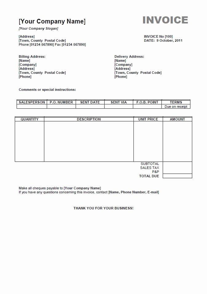 Billing Invoice Template Word Unique Free Invoice Templates for Word Excel Open Fice