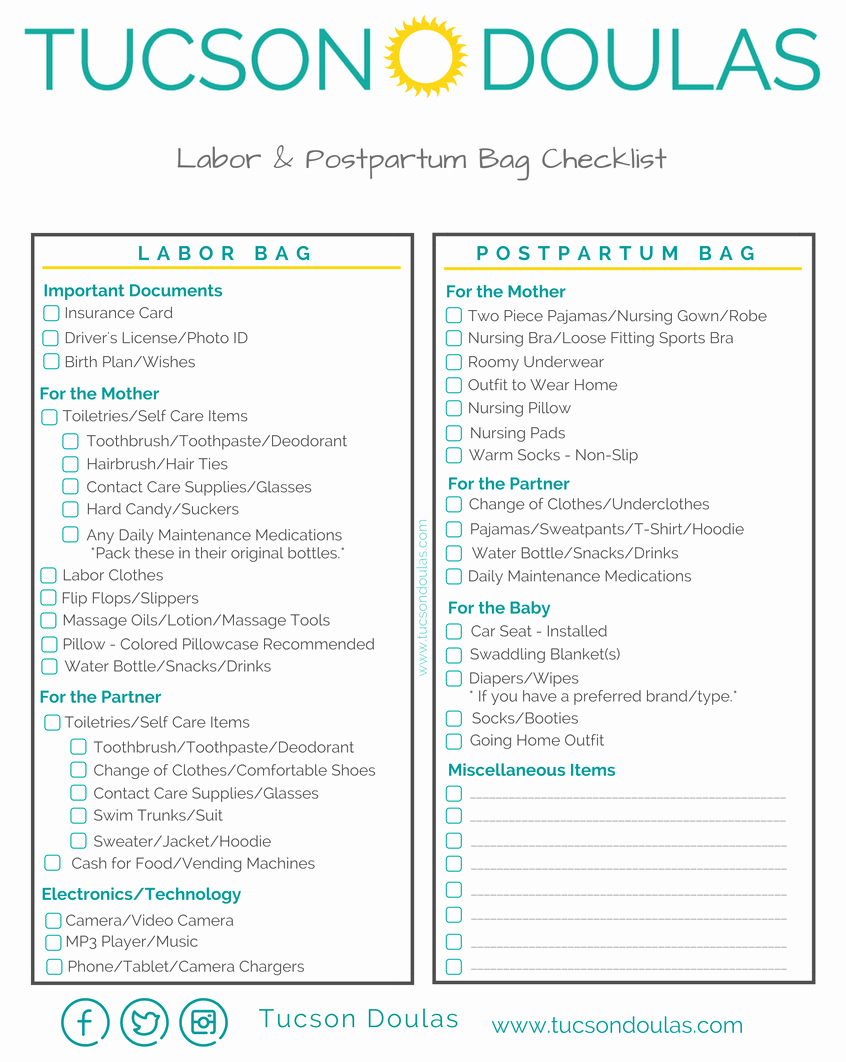 Birth Plan Template Pdf Best Of What to Pack for Your Birth Tucson Doulas the Best