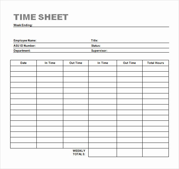 Biweekly Timesheet Template Free Luxury Sample Time Sheet 23 Example format