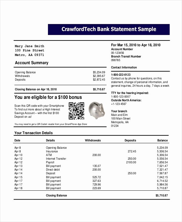 Blank Bank Statement Template New Bank Statement Template