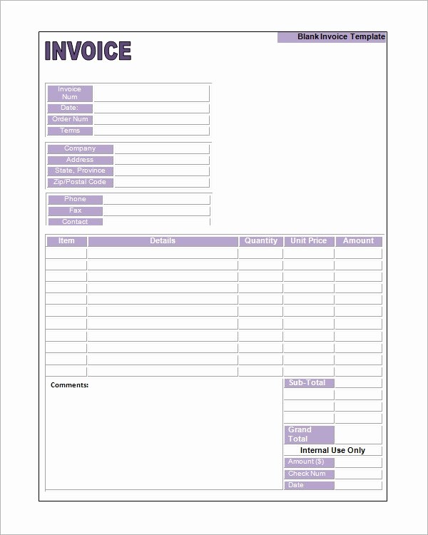 Blank Invoice Template Pdf Elegant Free 47 Sample Blank Invoice Templates In Word