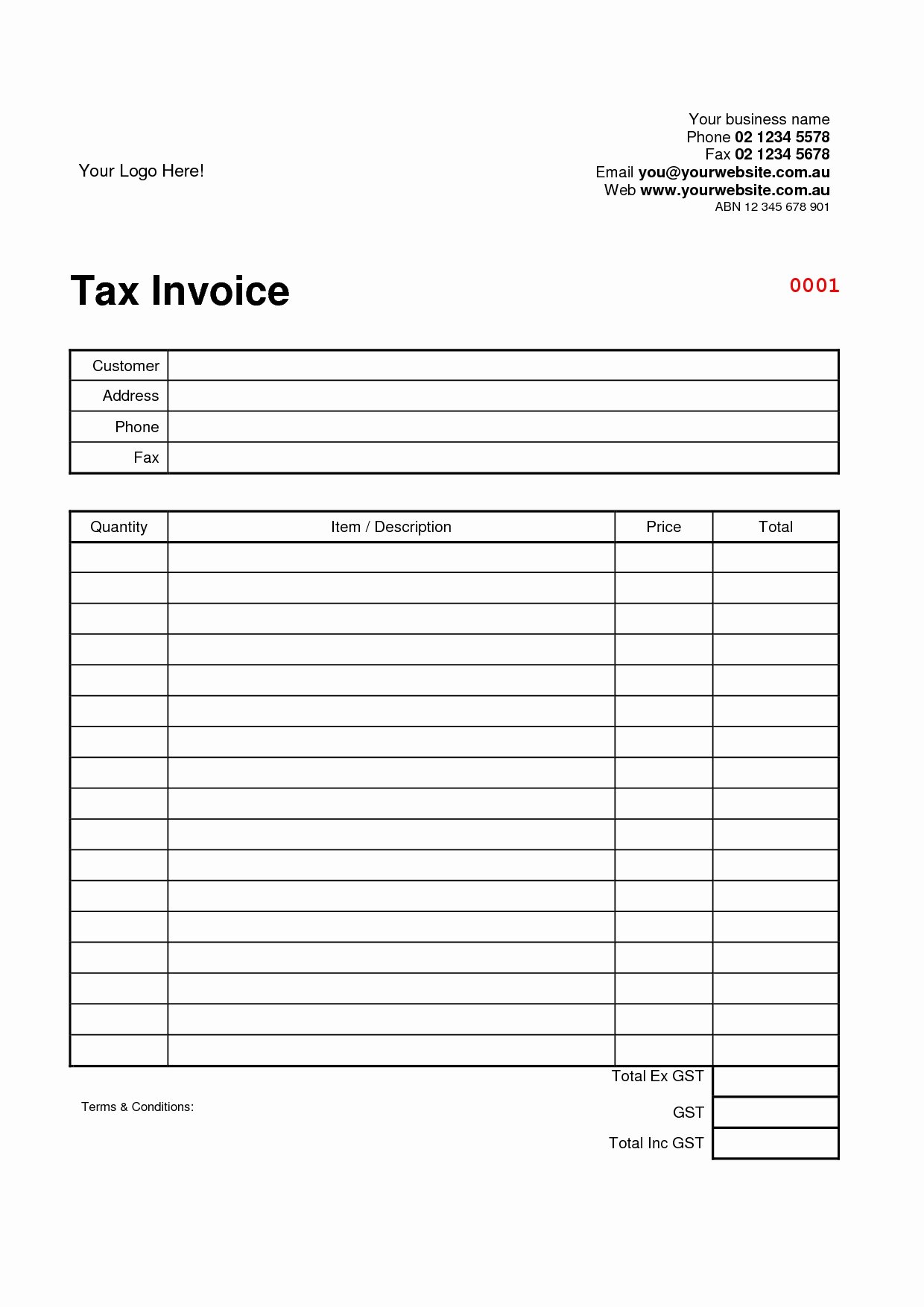 Blank Invoice Template Pdf Fresh Tax Invoice Template Word Doc