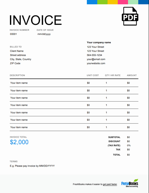 Blank Invoice Template Pdf New Pdf Invoice Template Free Download