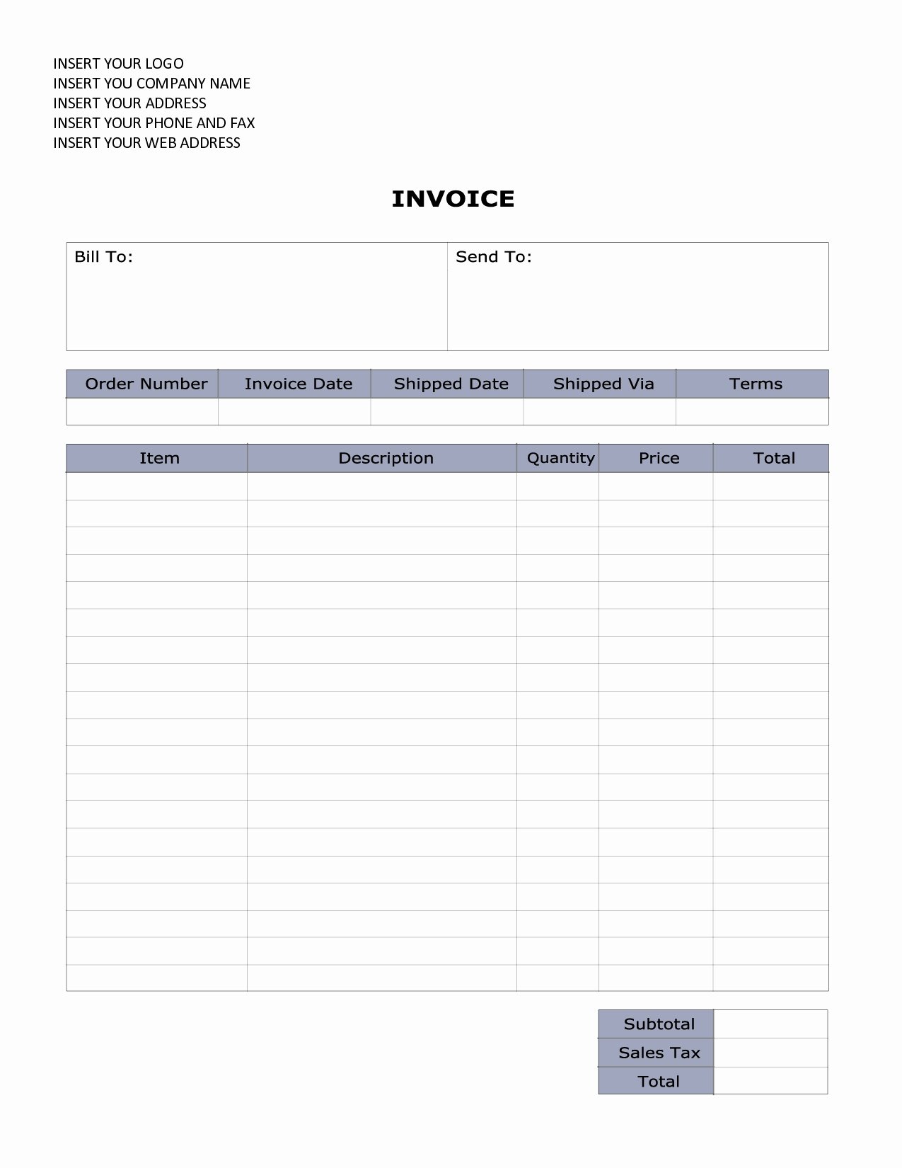 Blank Invoice Template Word Elegant Invoice Template Word Doc
