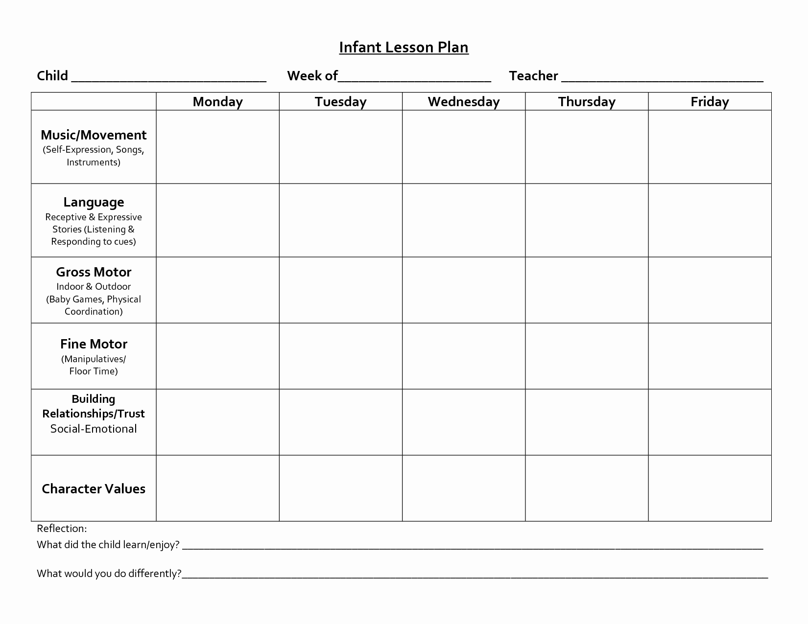 Blank Preschool Lesson Plan Template New Infant Blank Lesson Plan Sheets