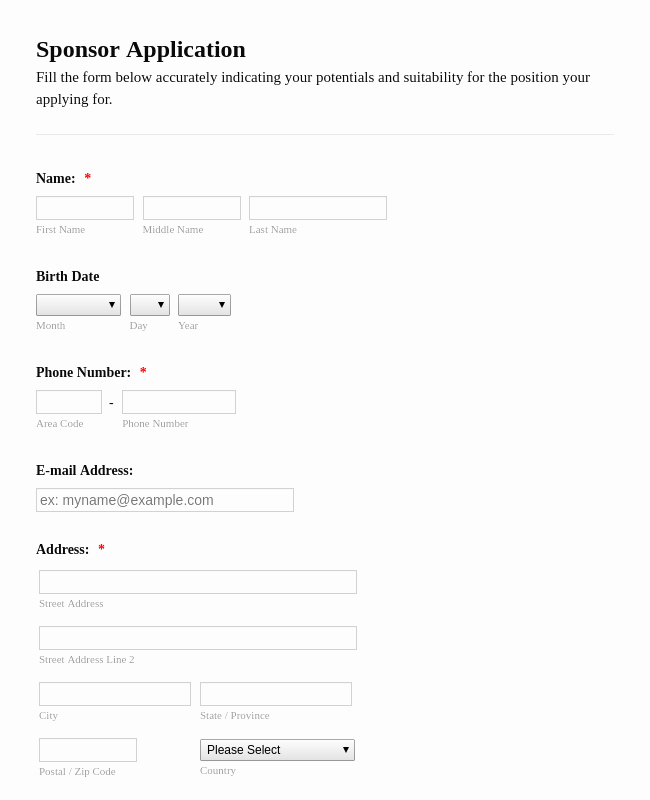 Blank Scholarship Application Template New Sponsorship Request form Template