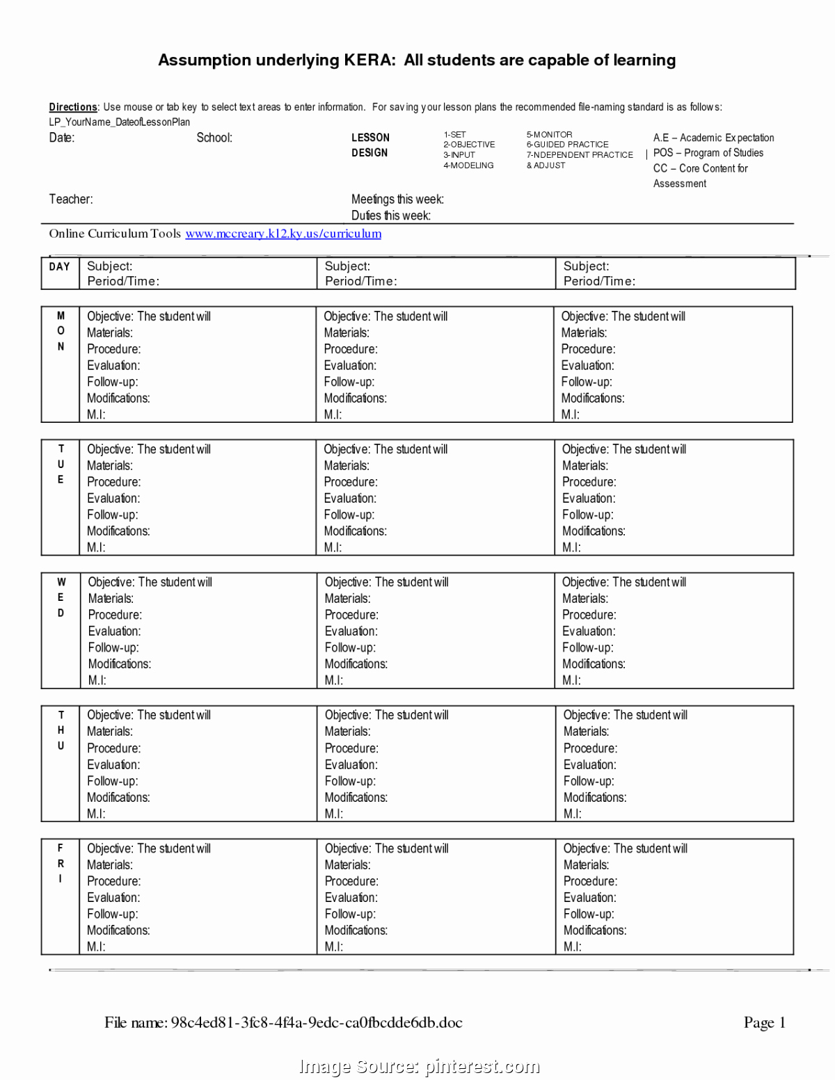 Blank Weekly Lesson Plan Template Awesome Fresh Elementary English Lesson Plans Lesson Plan Template