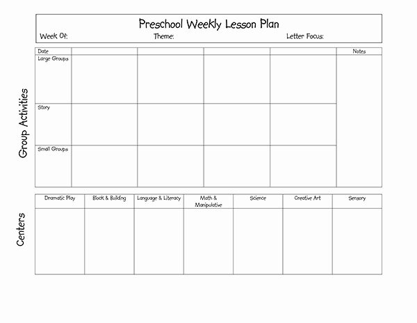 Blank Weekly Lesson Plan Template Best Of Preschool Lesson Plan Template 7 In Word &amp; Pdf