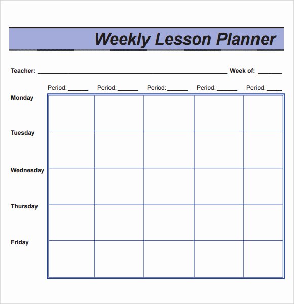 Blank Weekly Lesson Plan Template Inspirational Free 8 Sample Lesson Plans In Pdf