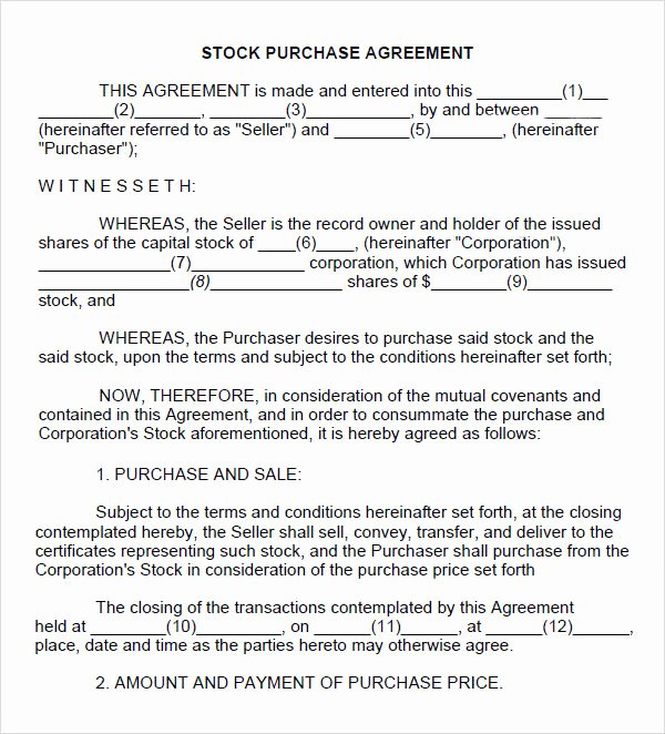 Blanket Purchase Agreement Template Best Of Free 11 Stock Purchase Agreement Templates In Google Docs
