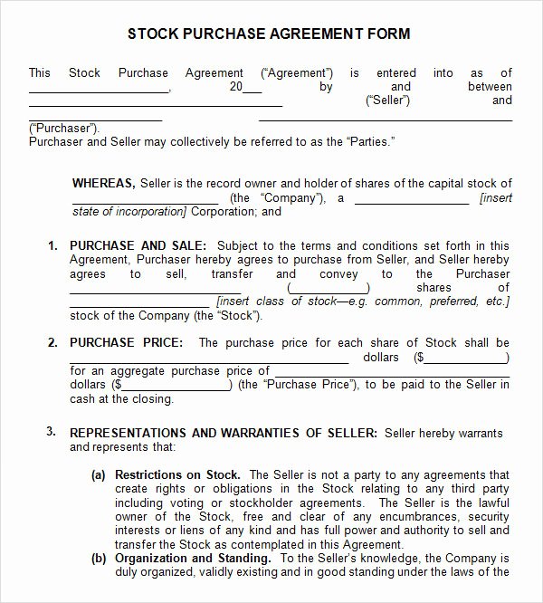 Blanket Purchase Agreement Template Fresh Free 11 Stock Purchase Agreement Templates In Google Docs