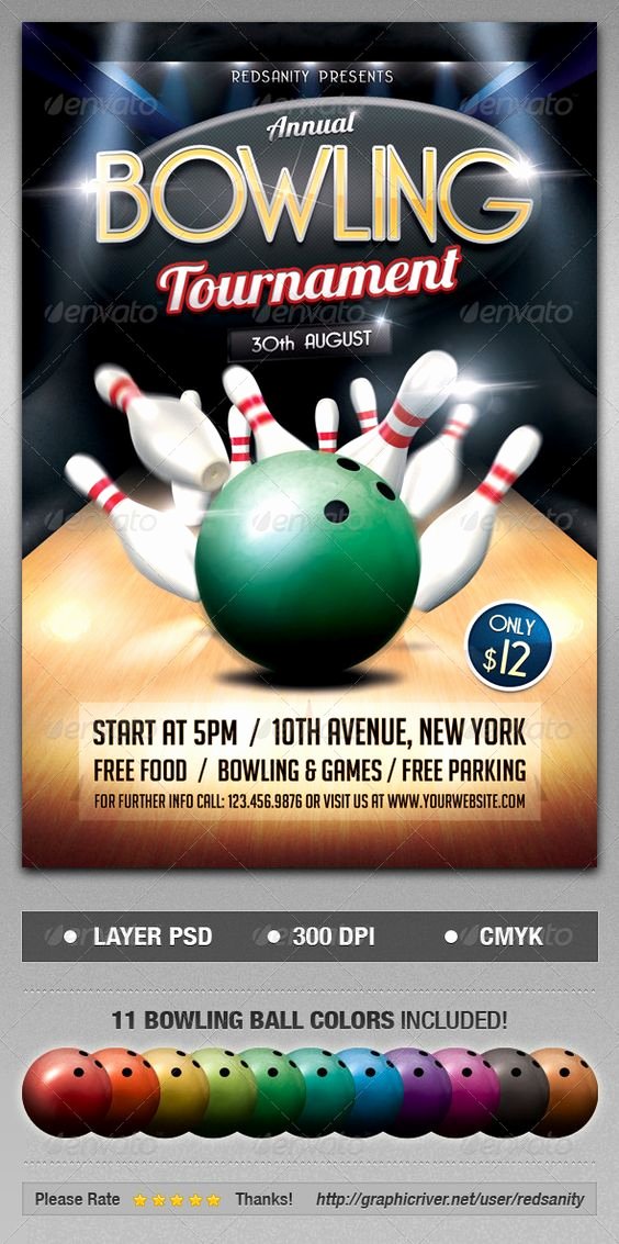 Bowling Flyer Template Free Awesome Bowling tournament Flyer