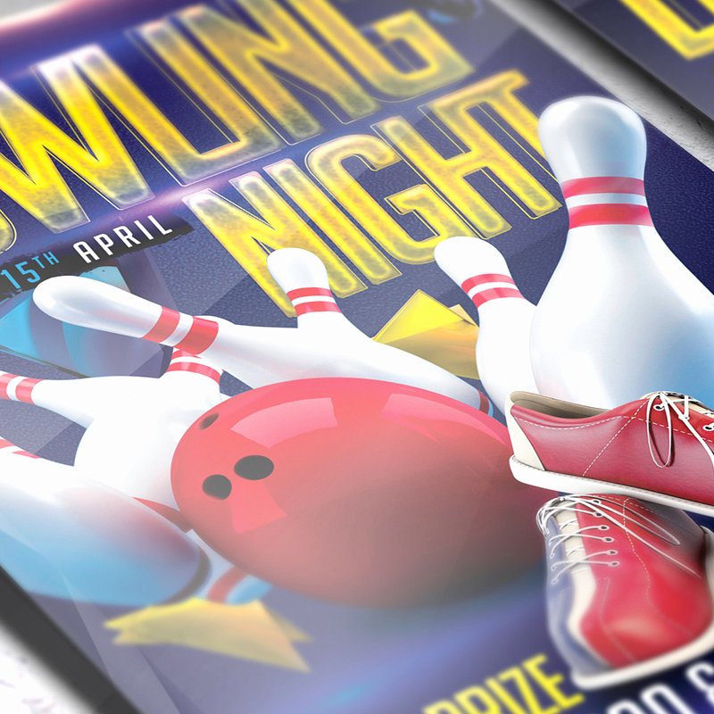bowling night premium flyer template cover