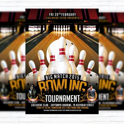 Bowling Flyer Template Free Best Of Bowling tournament – Premium Psd Flyer Template