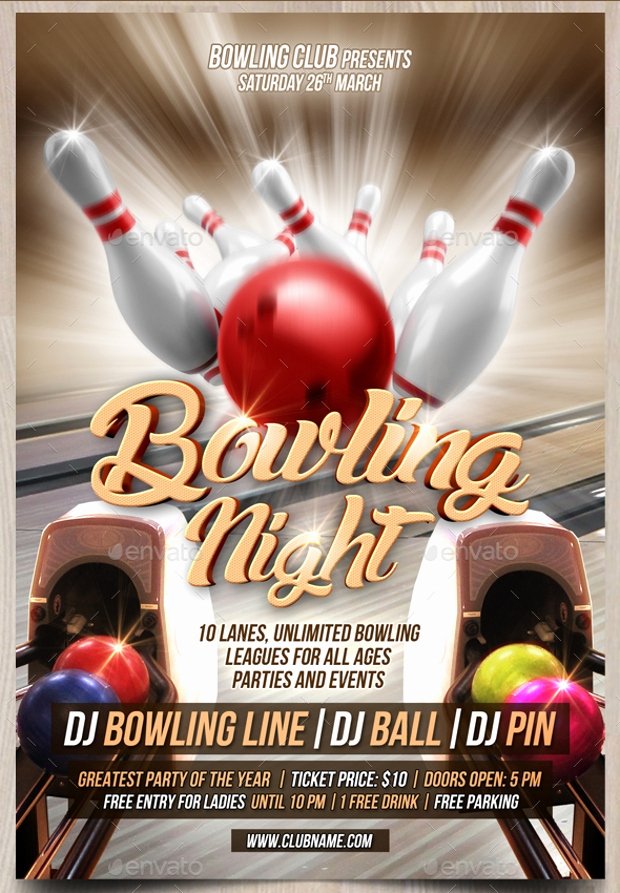 Bowling Flyer Template Free Luxury 21 Bowling Flyer Designs Psd Download