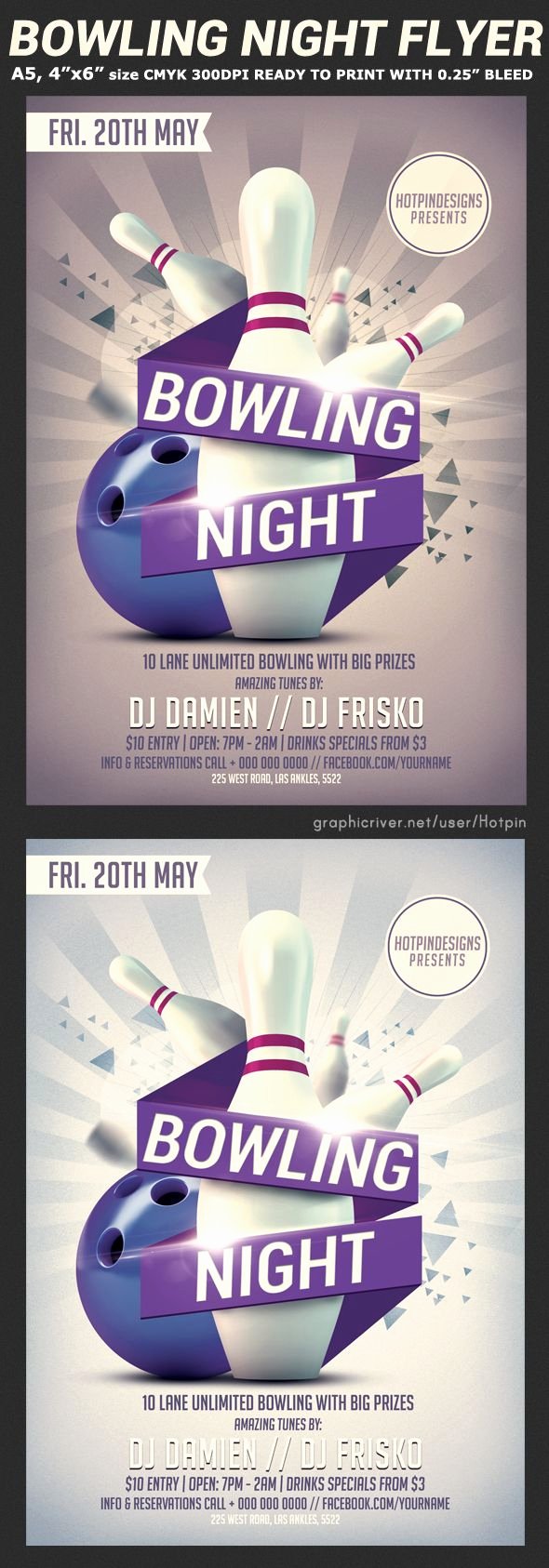 Bowling Flyer Template Free New Bowling Night Flyer Template V2 On Behance