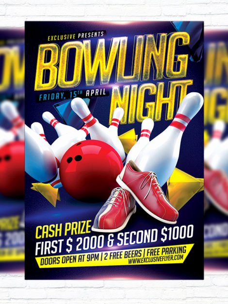 Bowling Flyer Template Free New Bowling Night – Premium Flyer Template Cover