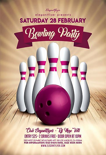 Bowling Flyer Template Free Unique Bowling Party V02 – Flyer Psd Template – by Elegantflyer