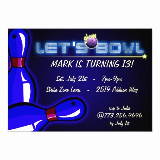 Bowling Party Invitations Templates Inspirational Cosmic Glow Bowling Party Invitations