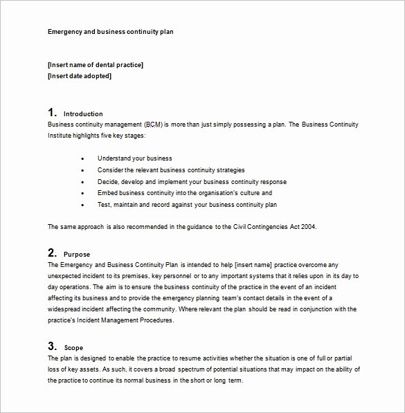 Business Continuity Plan Template New Business Continuity Plan Template 11 Download Free Word