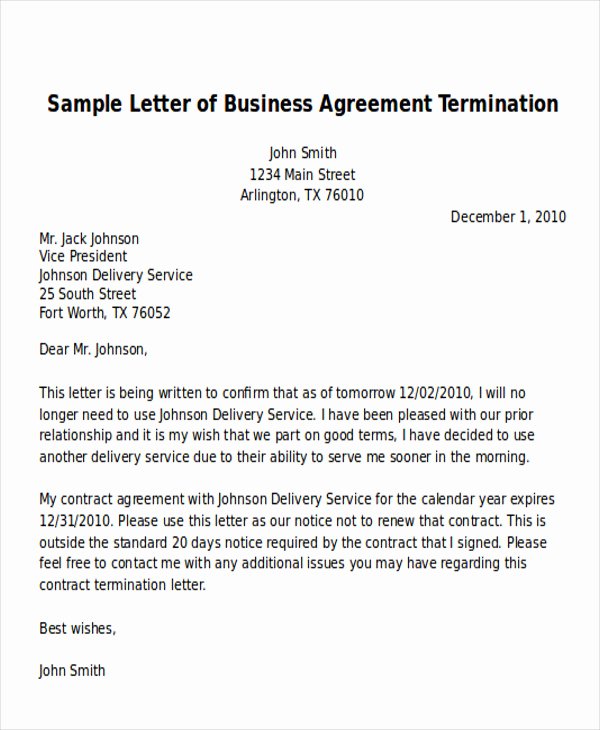 Business Contract Termination Letter Template Luxury 7 Sample Termination Of Business Letters Pdf Word