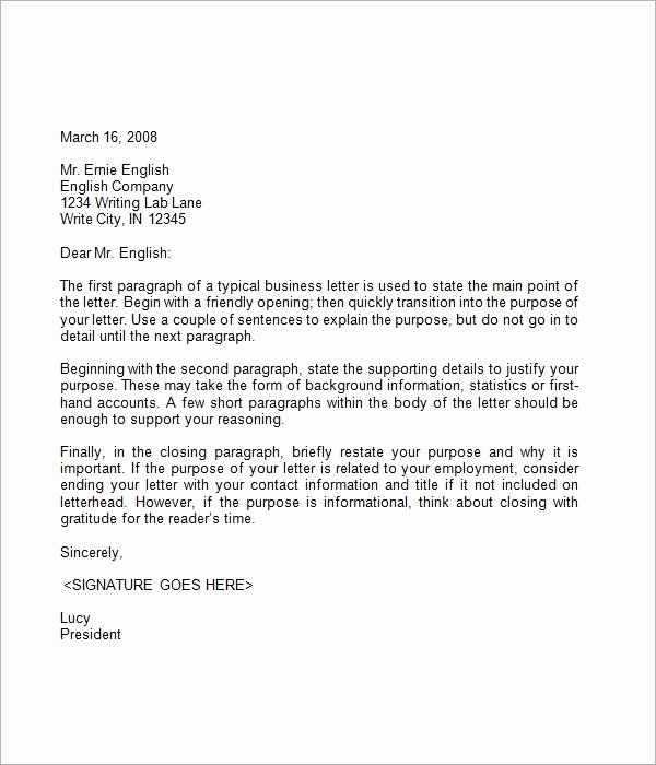 Business Letter format Template Awesome 7 Business Letter Sample