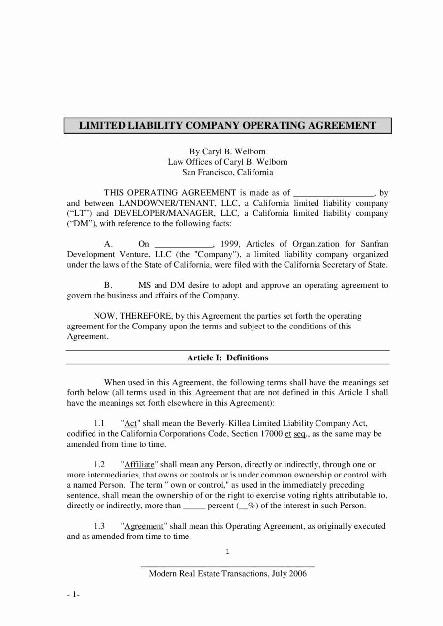Business Operating Agreement Template Awesome 2019 Llc Operating Agreement Template Fillable
