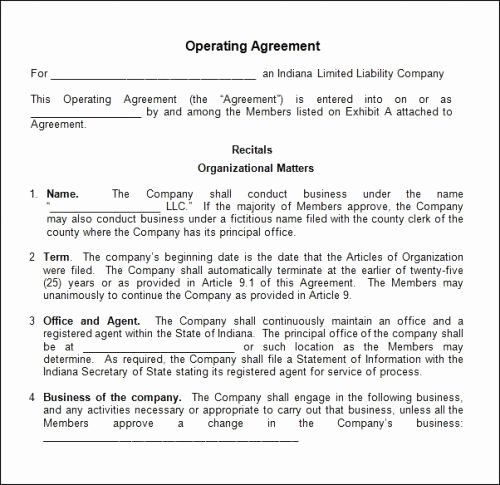 Business Operating Agreement Template Elegant 9 Luxury Llc Operating Agreement Indiana Maotme Life