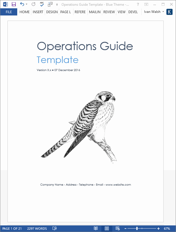 Business Operations Manual Template Unique Operations Guide Template Ms Word Excel – Templates