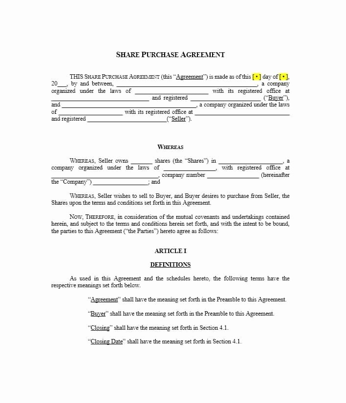 Business Purchase Agreement Word Template Unique 37 Simple Purchase Agreement Templates [real Estate Business]