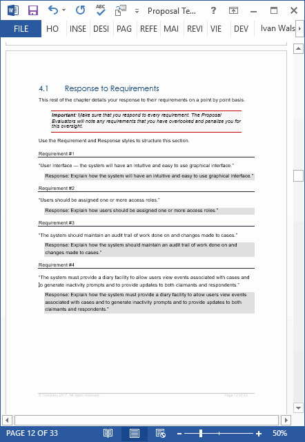 Business Requirements Document Template Word New Proposal Template – Ms Word &amp; Excel
