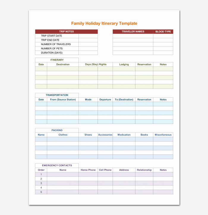 Business Trip Itinerary Template Lovely Vacation Itinerary Template 5 Planners for Word Doc