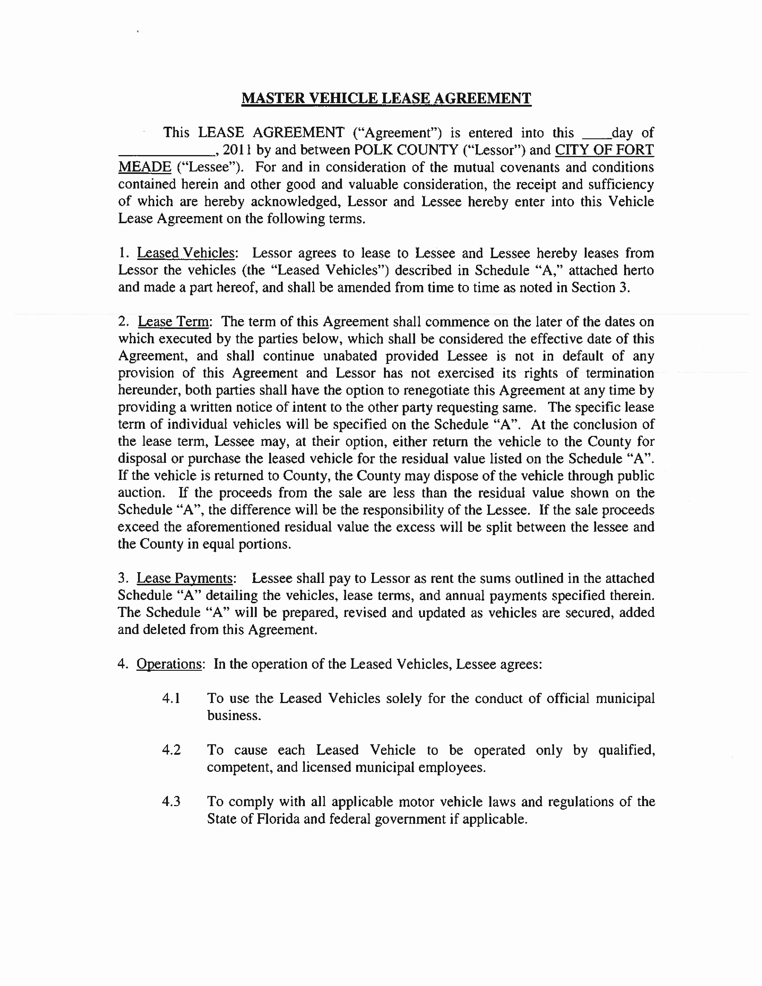Car Lease Agreement Template Beautiful Master Vehicle Lease Agreement