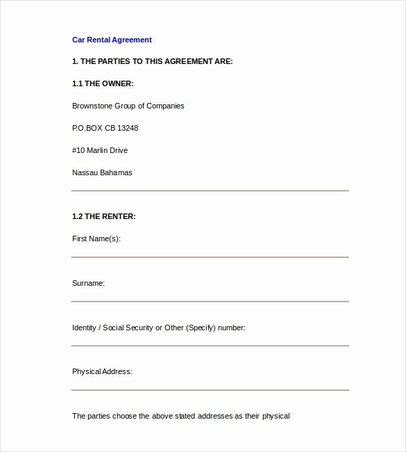 Car Lease Agreement Template Lovely Rental Agreement Template – 21 Free Word Pdf Documents