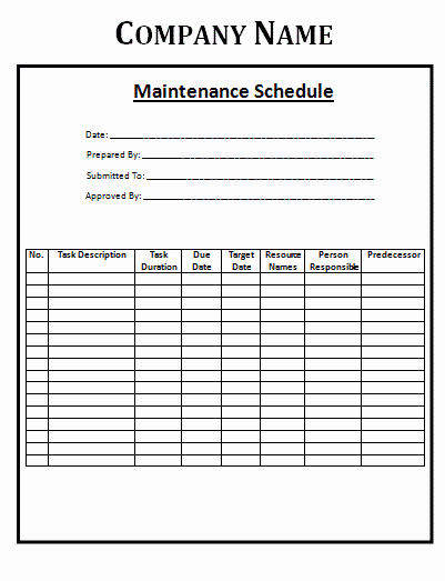 Car Maintenance Schedule Template Unique Maintenance Schedule Template