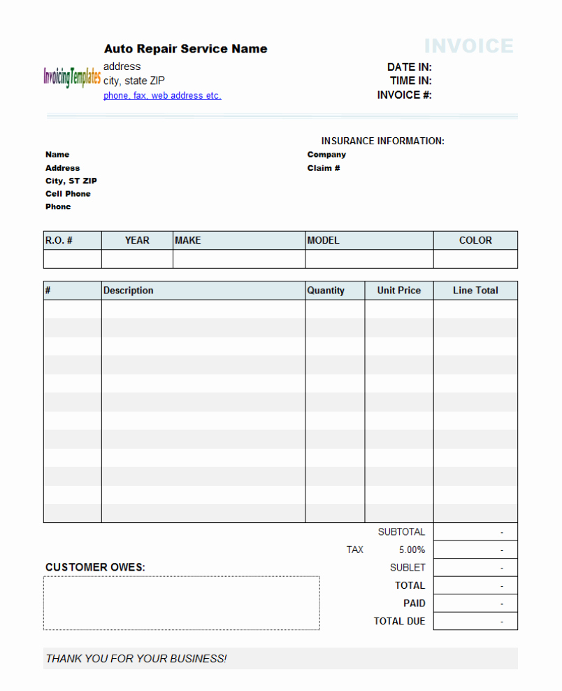 Car Repair Invoice Template Lovely Sample Auto Invoice 10 Results Found Uniform Invoice