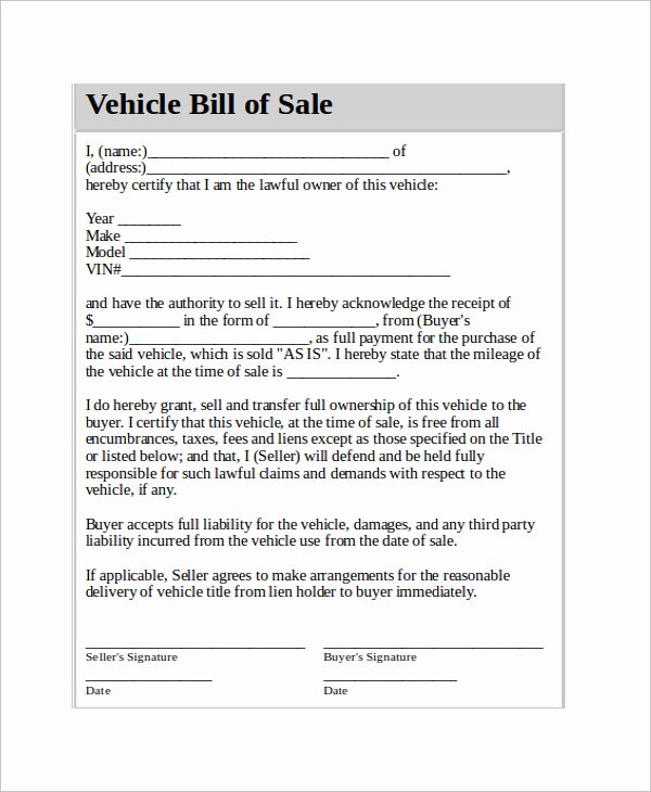 Car Sale Agreement Template Best Of Bill Sale Payment Agreement