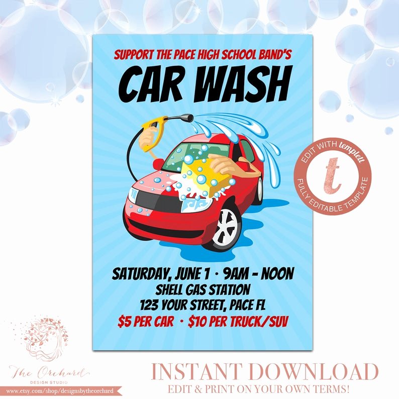 Car Wash Fundraiser Flyer Template Awesome Car Wash Flyer Fundraiser Church School Munity Sports