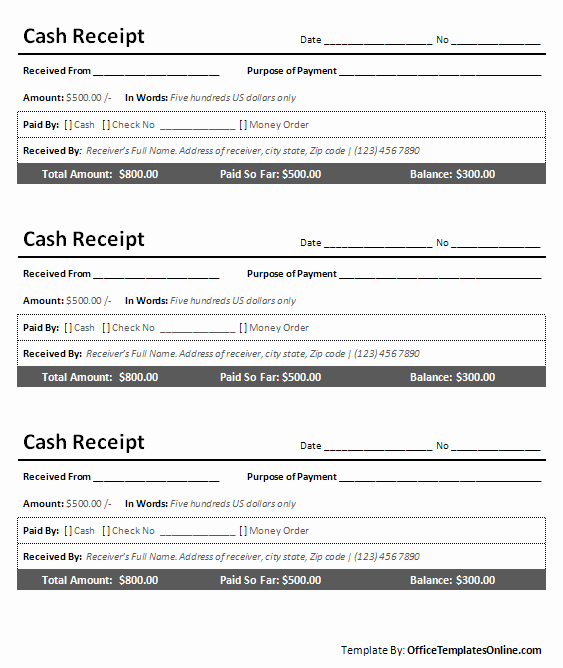Cash Receipt Template Word Doc Beautiful Printable Cash Receipt for Ms Word