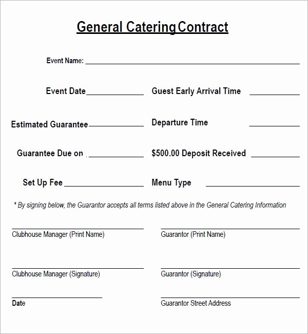 Catering Contract Template Free Beautiful Catering Contract 7 Free Pdf Download