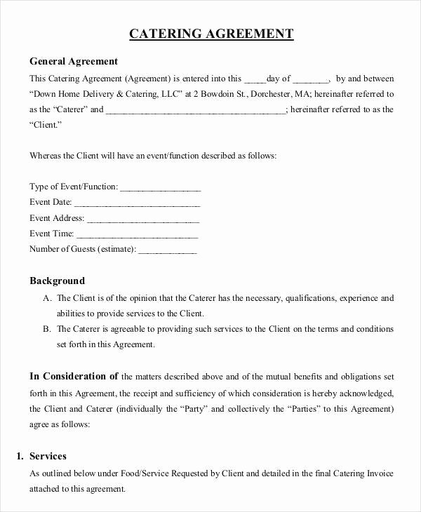 Catering Contracts Template Free Awesome 12 Catering Contract Templates Docs Word Pages