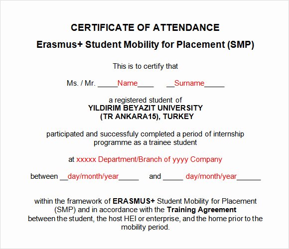 Certificate Of attendance Template Free Best Of Certificate Templates Ms Word Perfect attendance