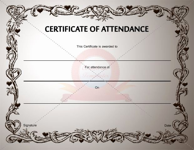 Certificate Of attendance Template Free Elegant Certificate Of attendance Template