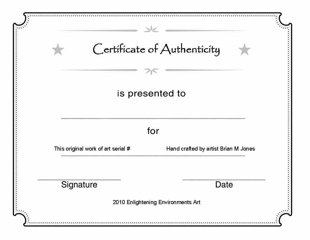 Certificate Of Authenticity Artwork Template Fresh Artcertificate1 Kk Certificate Of Authenticity