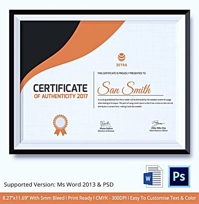 Certificate Of Authenticity Artwork Template Fresh Certificate Of Authenticity Template What Information to