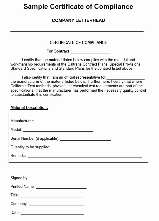 Certificate Of Conformity Template Best Of 8 Free Sample Professional Pliance Certificate