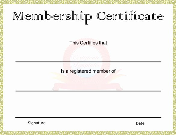 Certificate Of Membership Template Lovely Word Certificate Template 49 Free Download Samples